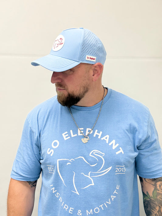 SE Legacy Hat — Baby Blue & Red | So Elephant